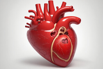 Human heart on white background. 3D illustration.