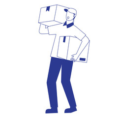 Outline Illustration of Faceless Courier Character. Vector Design