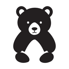 Cute black teddy bear icon on white background