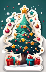 Christmas tree with gifts sticker