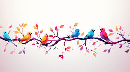 Cute flock of colorful birds