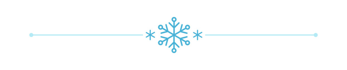 Divider with Snowflake. Christmas winter frame border horizontal line shape icon for decorative xmas vintage. Doodle element, greeting card, invitation. design vector illustration - obrazy, fototapety, plakaty