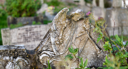 Friedhof von St. Ives in Cornwall / England liegender Engel