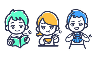 読書、食欲、スポーツの秋　イラストセット