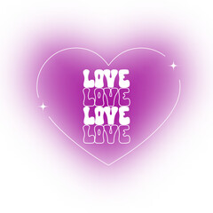 Valentine's Day greeting card with quote LOVE. Beautiful fashionable gradient postcard in Y2k style. Template for social media. Poster, banner, T-shirt.