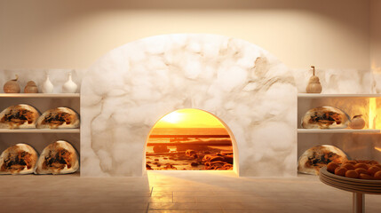 Tea shop with warm and inviting earthy tones. Generative AI.
