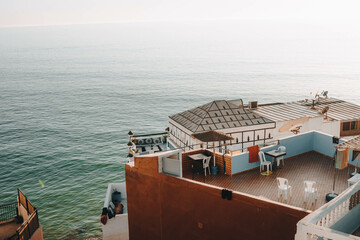 Beautiful sunset at taghazout beach in Agadir, Morocco