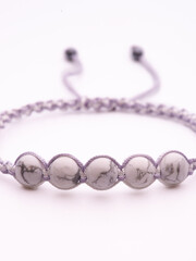 Tibetan Dzi bead. Cacholong Dzi bead Luck hook bracelet. Bracelet made of stones on hand from...