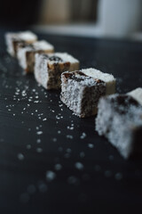 close up of a slice of cake