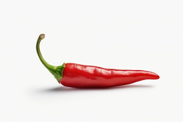 single bright red chili pepper isolated on a white background - 681458390