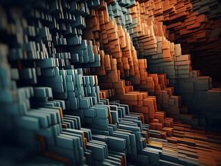 A Mesmerizing 3D Abstract Multicolor Visualization, colorful 3D abstract background design, Minimalistic pattern of simple shapes. Bright creative symmetric texture,  ai generated photo