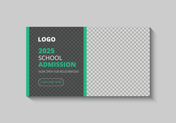 flat design school admission web banner