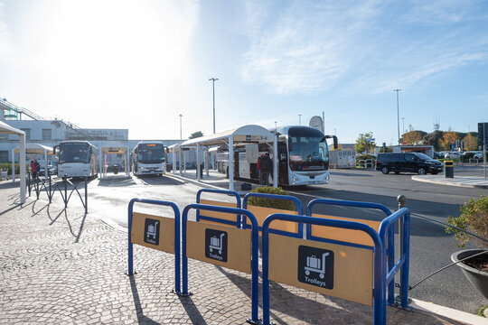 Shuttle bus outside at Rome Ciampino Airport in 2023 in Italy.