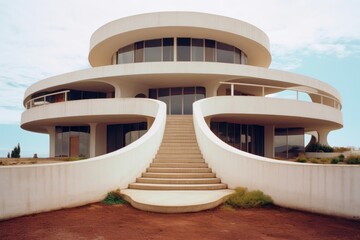 Futuristic Circular Architecture with Staircase