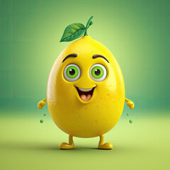 Fototapeta premium 3D Illustration of mango character that is drawn in cartoon style, AI Generated
