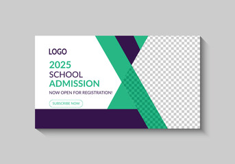 flat design school admission web banner