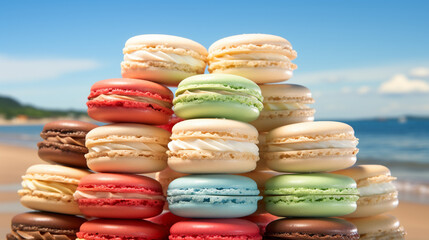 macaroons on a wooden table HD 8K wallpaper Stock Photographic Image 