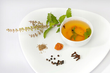 Home made Ayurvedic Medicine or Herbal remedy with Herb