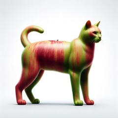 Cat with a body made of apple fruit version 1