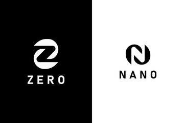 Letter Z N logo icon design negative space concept vector illustration template - obrazy, fototapety, plakaty