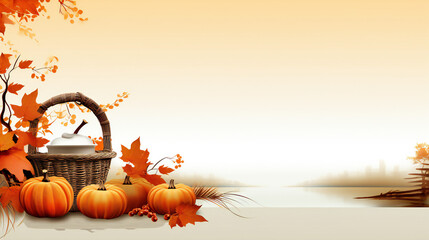 Festive autumn decor of pumpkins, berries and leaves on a white background. Autumn composition. Thanksgiving concept. Copy Space.
