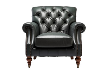 Classic Tufted Leather Accent Chair on transparent background