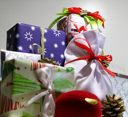 Bright packaging and New Year decorations for gifts for the whole family