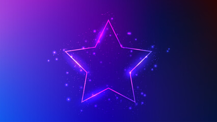 Obraz premium Neon frame in star form with shining effects and sparkles