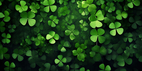  Patrick s Day decorated with shamrock leaves Pub party celebrating Magic backdrop,  patrick's day green and gold clover background with bokeh Generative Ai