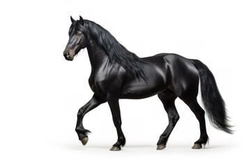 Image of black horse running on white background. Wildlife Animals. Mammals. - obrazy, fototapety, plakaty
