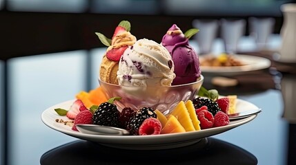 ice cream with fruits