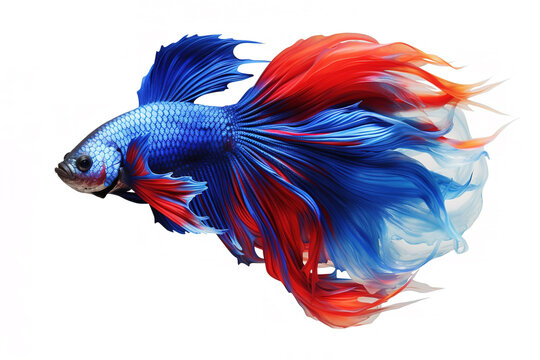 Image of of betta fish with colorful on white background. Fishs., Pet., Animals.