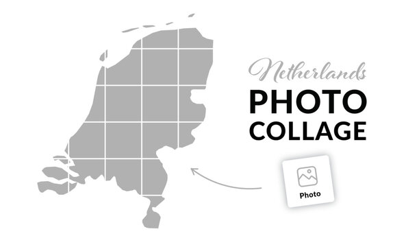 Netherlands photo collage. Map of Holland collage. Vector	