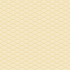 Fototapeta premium Yellow and white seamless geometric japanese waves pattern Seigaiha-mon