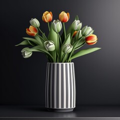 A vase with a bunch of tulips in it