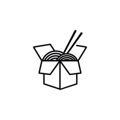 Chinese fast food line icon. linear style sign for mobile concept and web design. Takeaway noodles box outline icon.