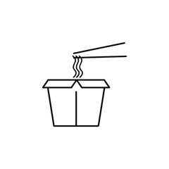 Chinese fast food line icon. linear style sign for mobile concept and web design. Takeaway noodles box outline icon.