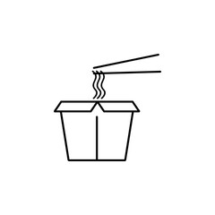 Chinese fast food line icon. linear style sign for mobile concept and web design. Takeaway noodles box outline icon.