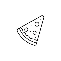 Pizza slice line icon. Pizzeria food sign. Fast food symbol. Quality design element. Line style pizza icon.