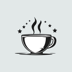 A cup of hot coffee icon logo vector design template