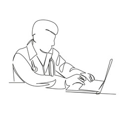 doctor working at the computer