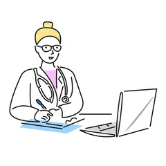 female doctor fills out a medical history