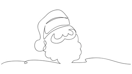 Santa Claus in continuous line art drawing style. Vector illustration