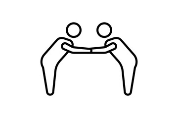 respect icon. bowing with handshake. icon related to core values, business, deal. line icon style. simple vector design editable