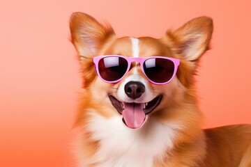 Dog in sunglasses takes on the role of a human on vacation