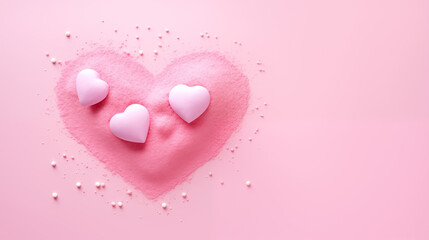 Walentynkowe abstrakcyjne pastelowe tło dla zakochanych par - miłość w powietrzu pełna serc.  Wzór do projektu baneru - obrazy, fototapety, plakaty
