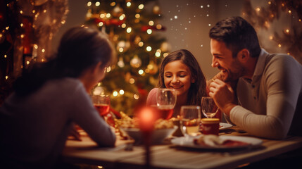 Obraz na płótnie Canvas Cozy Christmas Family Dinner