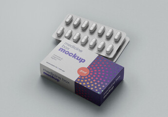 Pill Box Medicine Packaging Mockup