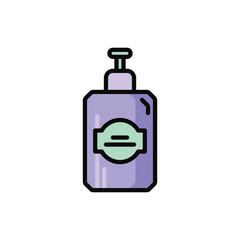 Shampoo in glass bottle with dispenser thin line icon. Organic cosmetics. Modern vector illustration for beauty shop.