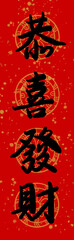 Spring couplets, New Year, blessings, auspiciousness, China, Asia, red, calligraphy, gold, vector,